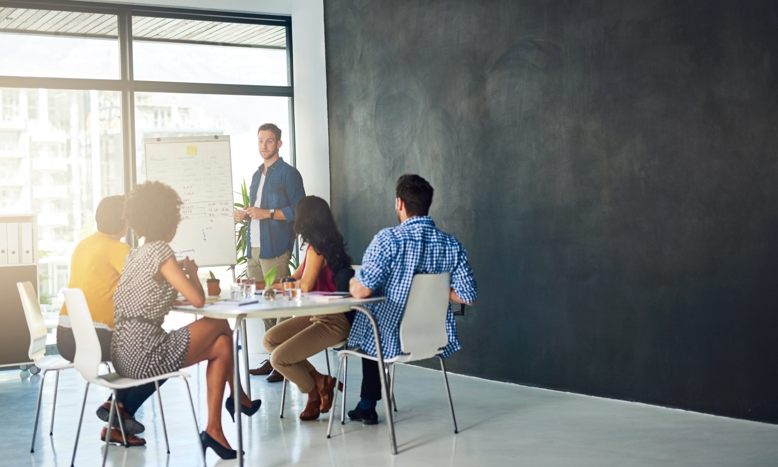 Manager conducting a sales training for new reps