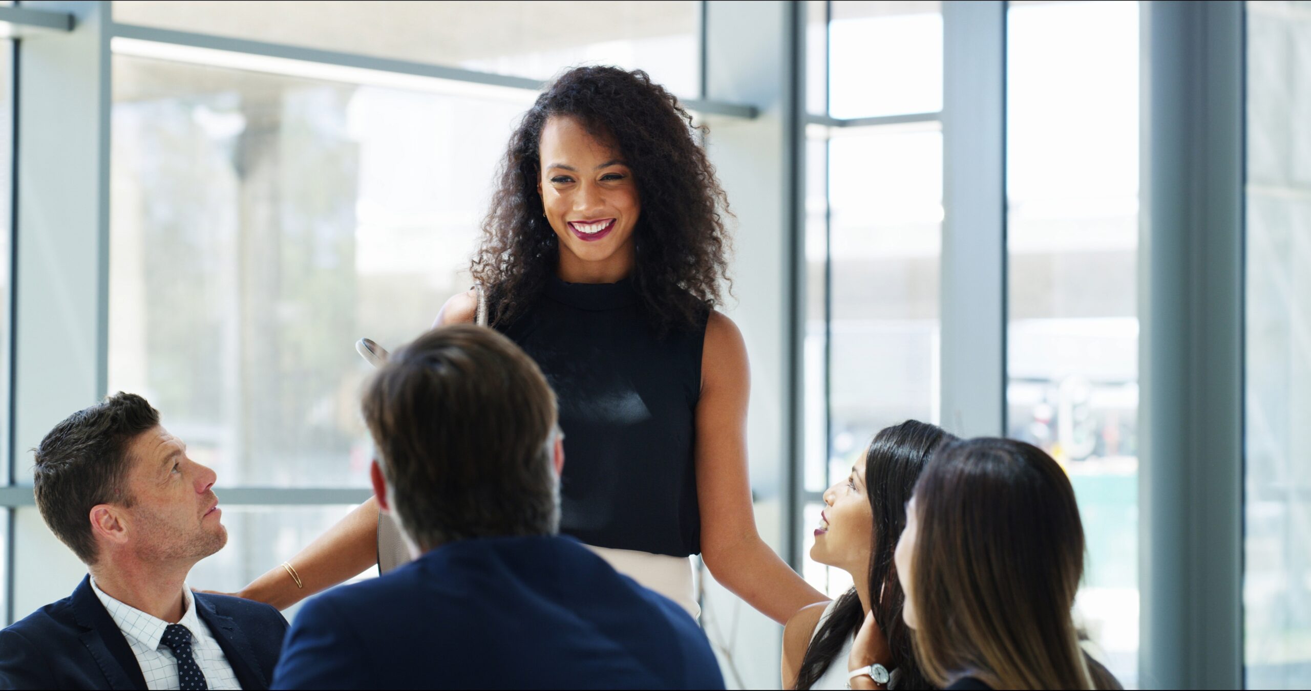 Woman delivering the perfect sales pitch