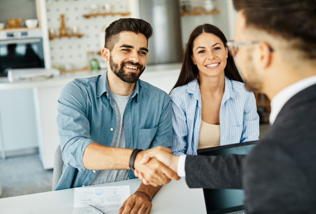 A sales rep closing a deal